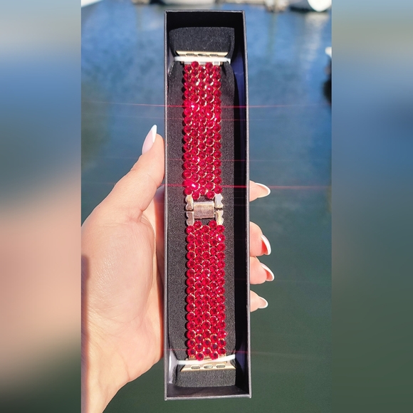 Swarovski Cristals Dark Ruby Red Apple Watch Bracelet New Hand Made - Picture 8 of 11